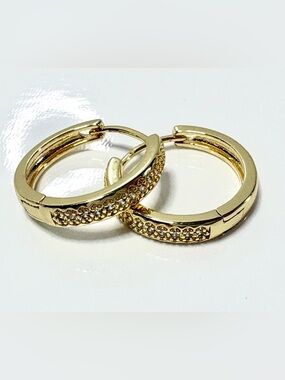 18k Gold Fulled Pave Hoop Earrings!